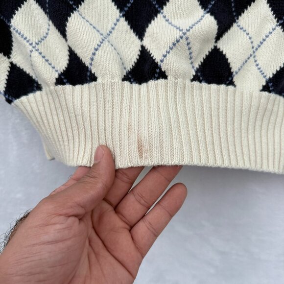 Polo Ralph Lauren Sweater Mens XL Cream Argyle Diamond V Neck Pullover Knit - Picture 4 of 8